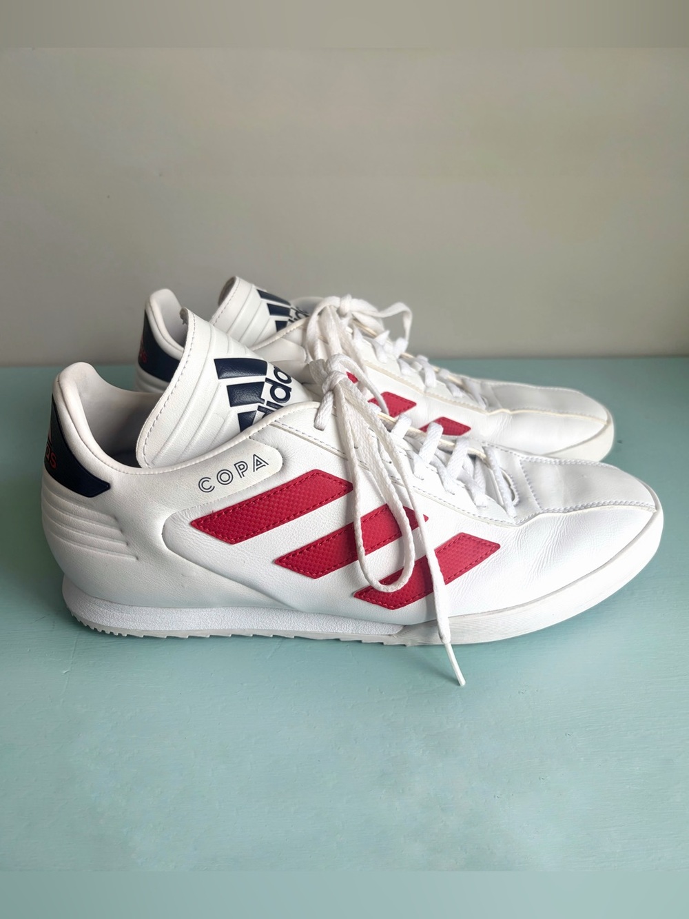Adidas Copa Super Sneaker Men's 10.5 White Scarlet Red Leather Soccer B37085